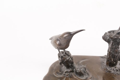 Lot 157 - A Japanese bronze Egret & Kingfisher group,...