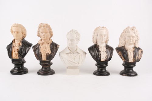 Lot 366 - A group of four Parian ware busts of composers,...