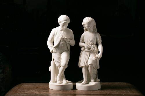 Lot 456 - 'Young England', a Copeland & Co Parian Ware...