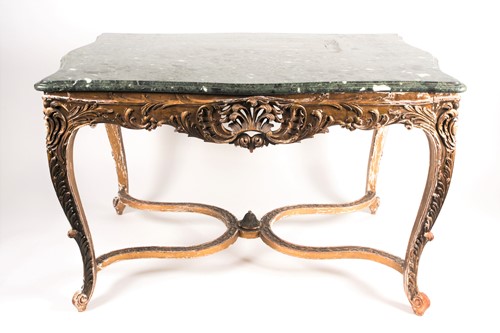 Lot 304 - A Louis XV style, green variegated...