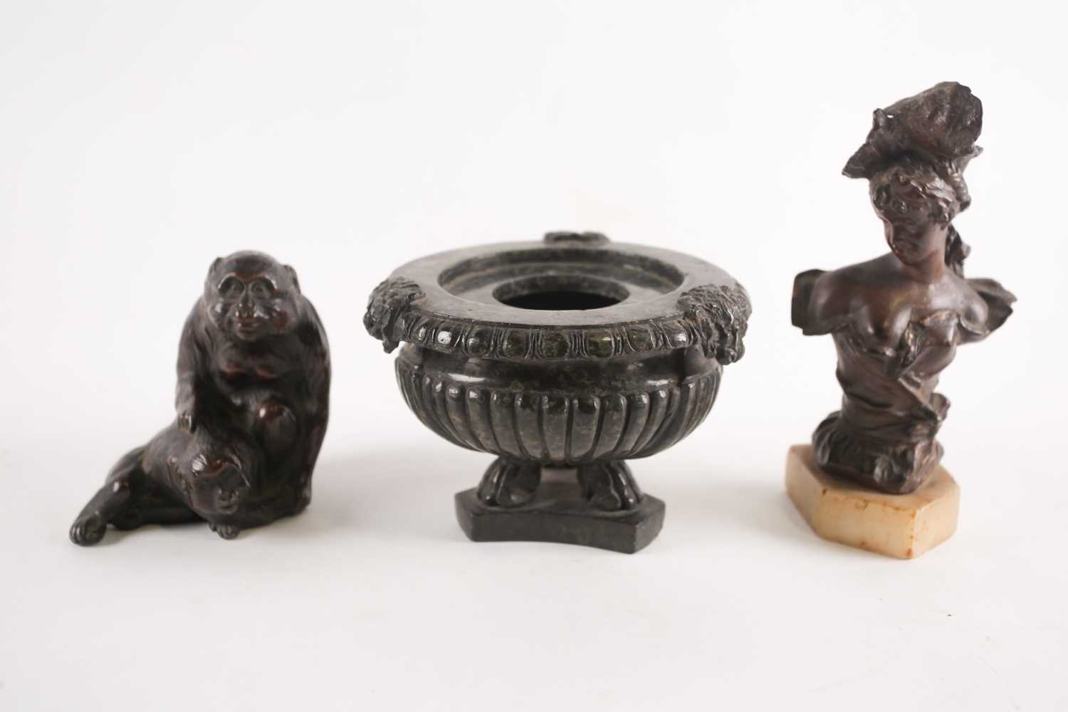 Lot 368 A Japanese bronzed zinc spelter figure of a