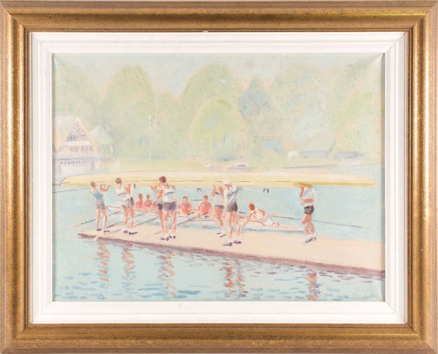 Lot 36 - Late 20th century school, 'Launching the Boat',...