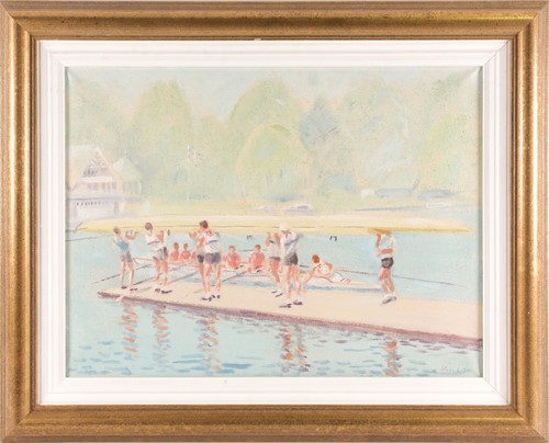 Lot 36 - Late 20th century school, 'Launching the Boat',...