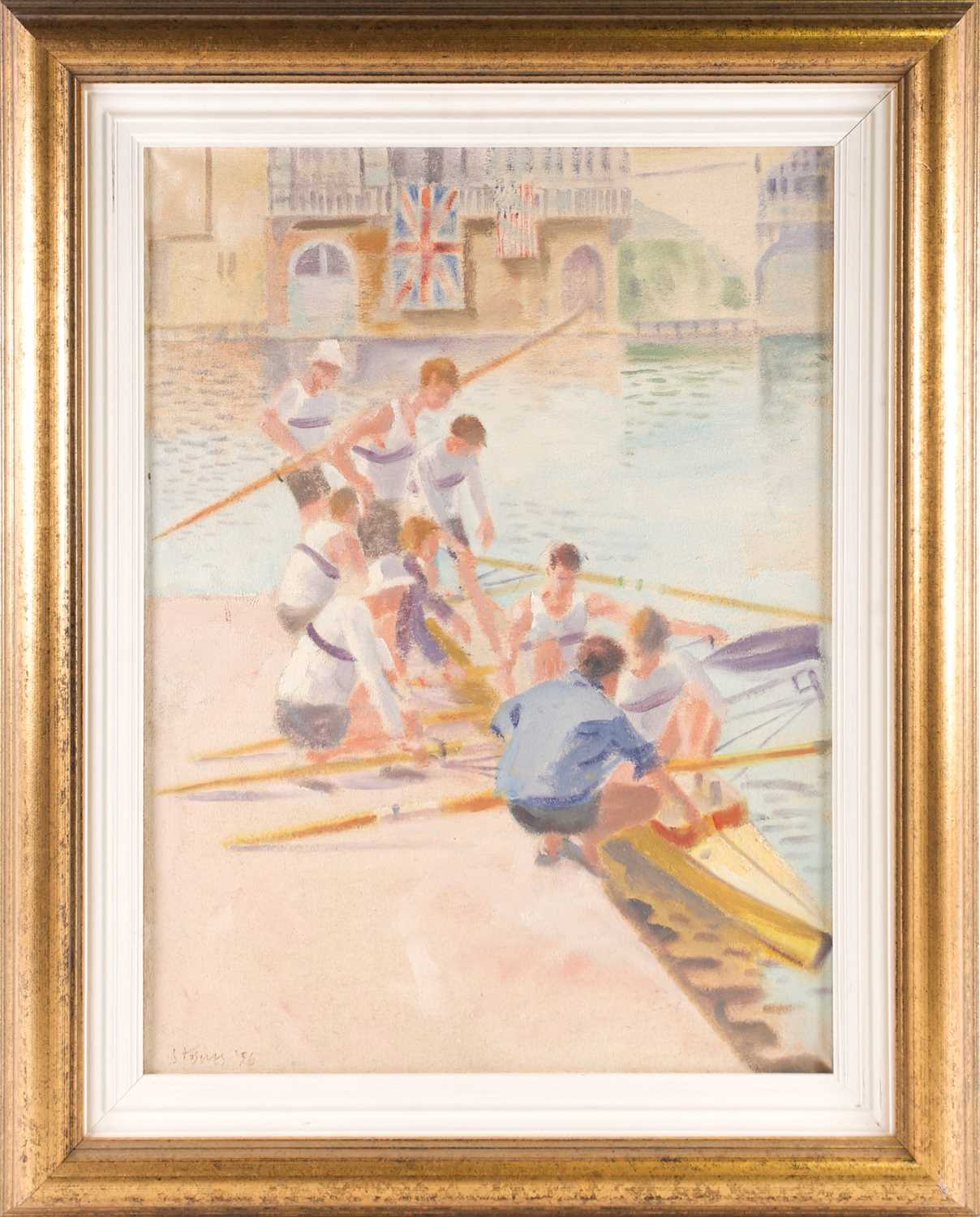 Lot 42 - Late 20th century school, 'Getting the Boat...