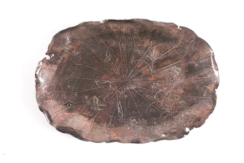 Lot 164 - A Japanese antimony lotus pad tray, circa 1900,...
