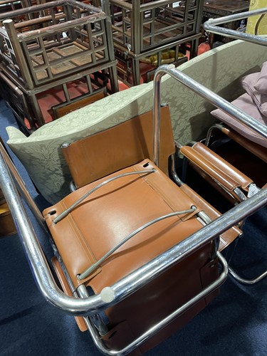 Lot 301 - A set of six Colombo tan leather and chrome...
