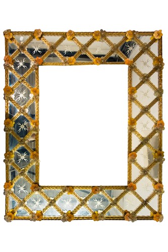 Lot 323 - A Venetian style, rectangular wall mirror,...