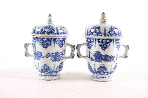 Lot 168 - A pair of Chinese porcelain two handled cups...