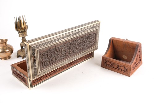 Lot 183 - An Indian sandalwood and sadeli table box,...