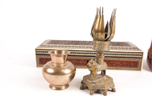 Lot 183 - An Indian sandalwood and sadeli table box,...