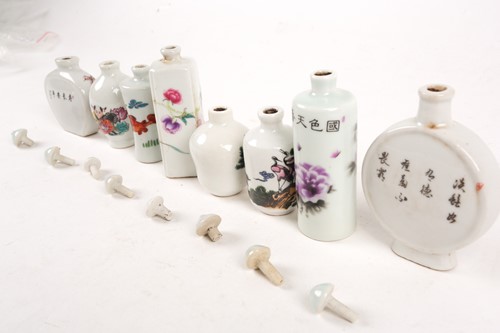 Lot 197 - A collection of eight Chinese porcelain snuff...