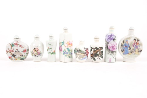 Lot 197 - A collection of eight Chinese porcelain snuff...