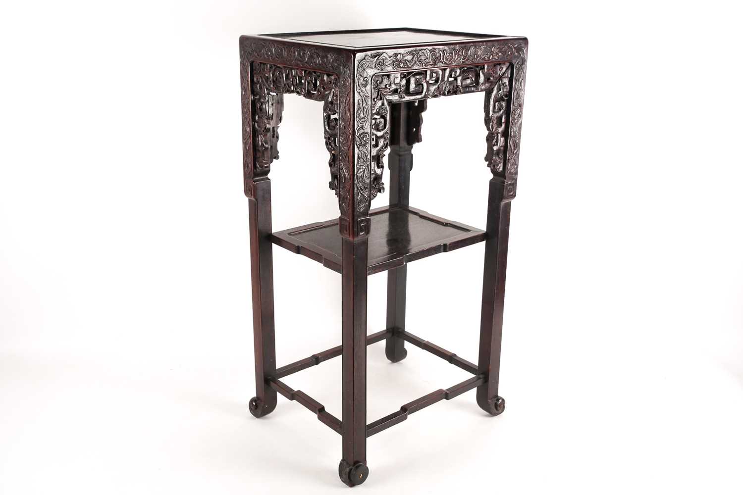 Lot 201 - A late 19th century Chinese, two-tier hongmu...