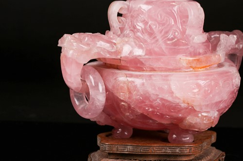 Lot 204 - A Chinese 20th century carved rose quartz...