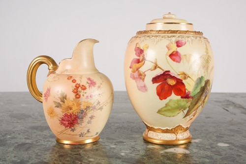 Lot 382 - A Royal Worcester blush ivory vase and cover,...