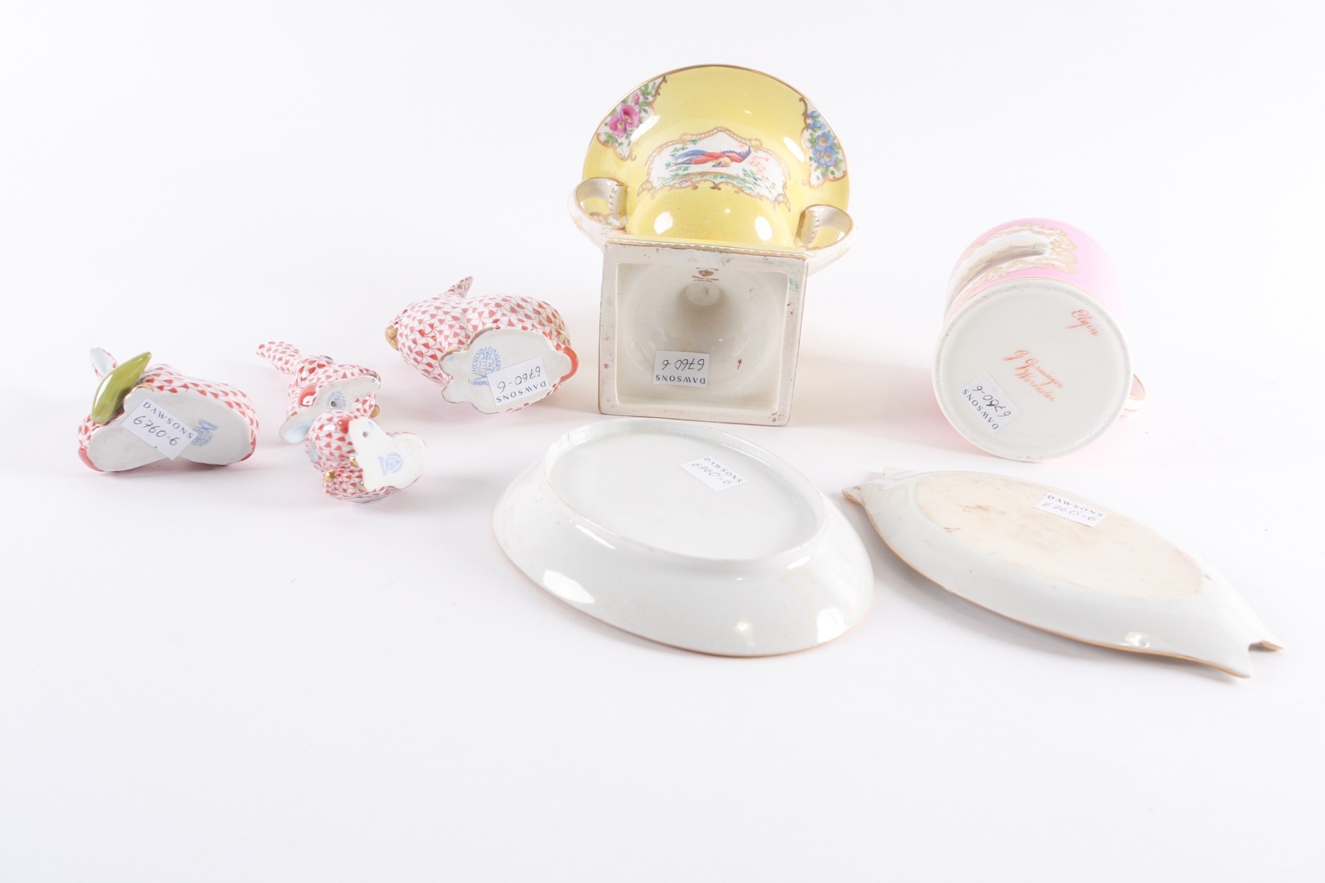 Lot 337 A group of four Herend porcelain rabbits,