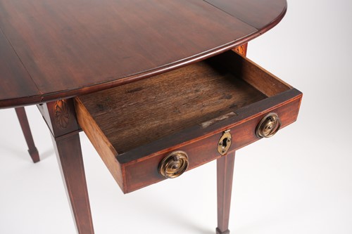 Lot 211 - A George III oval, marquetry inlaid mahogany...