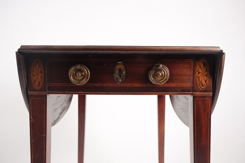 Lot 211 - A George III oval, marquetry inlaid mahogany...