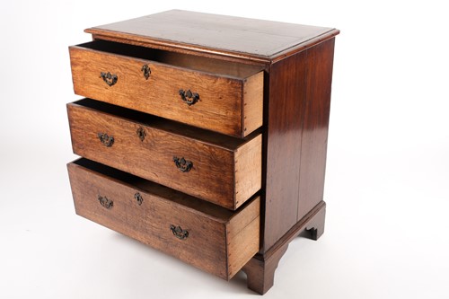 Lot 214 - A 19th-century country-made chest of three...