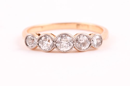Lot 367 - An 18ct yellow gold and diamond ring, set with...
