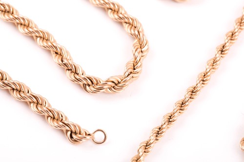 Lot 319 - A 9ct yellow gold rope-twist chain necklace,...