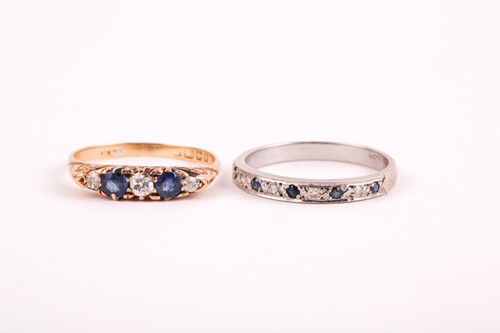 Lot 161 - An 18ct yellow gold, diamond, and sapphire...