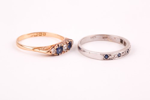 Lot 161 - An 18ct yellow gold, diamond, and sapphire...