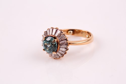 Lot 270 - Blue zircon and diamond cluster ring, the...