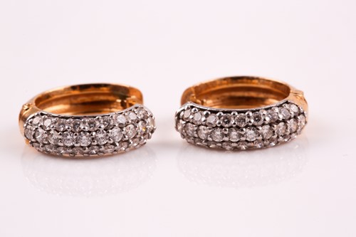 Lot 268 - A pair of diamond set hoop earrings, the...