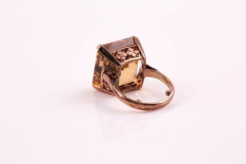 Lot 60 - A single stone citrine ring, the square...