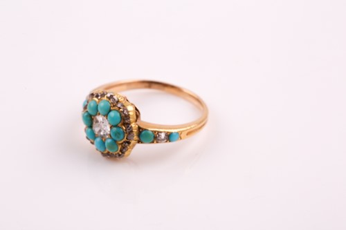 Lot 182 - A French 19th-century diamond and turquoise...