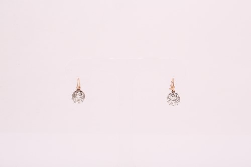Lot 373 - A pair of Old European cut solitaire diamond...