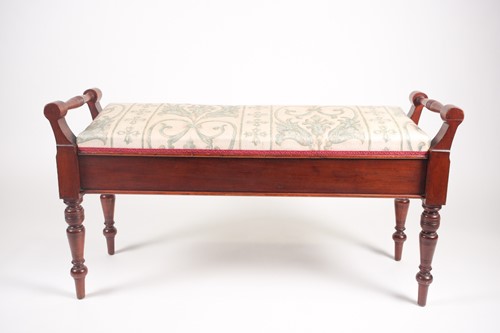 Lot 219 - A Victorian walnut duet stool with turned...