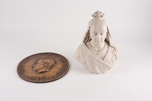 Lot 482 - A bronze portrait plaque of HM King Edward...