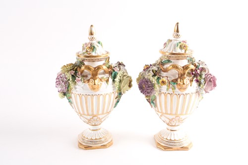 Lot 349 - A pair of late 19th century porcelain vases...