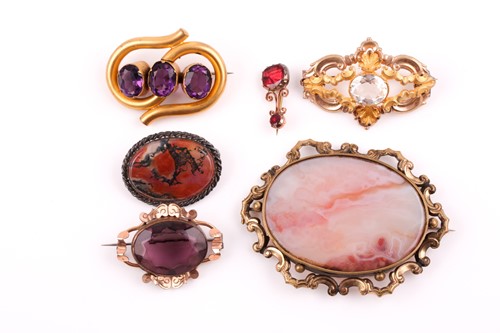 Lot 40 - A group of five various 19th-century brooches,...
