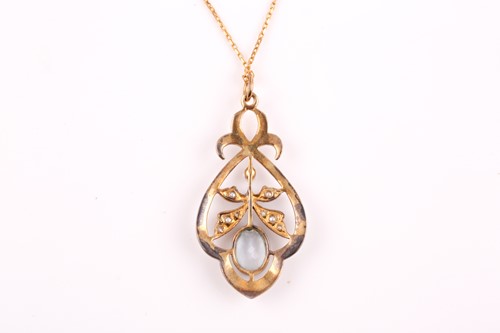 Lot 92 - A topaz, pearl, and enamel pendant, in the...