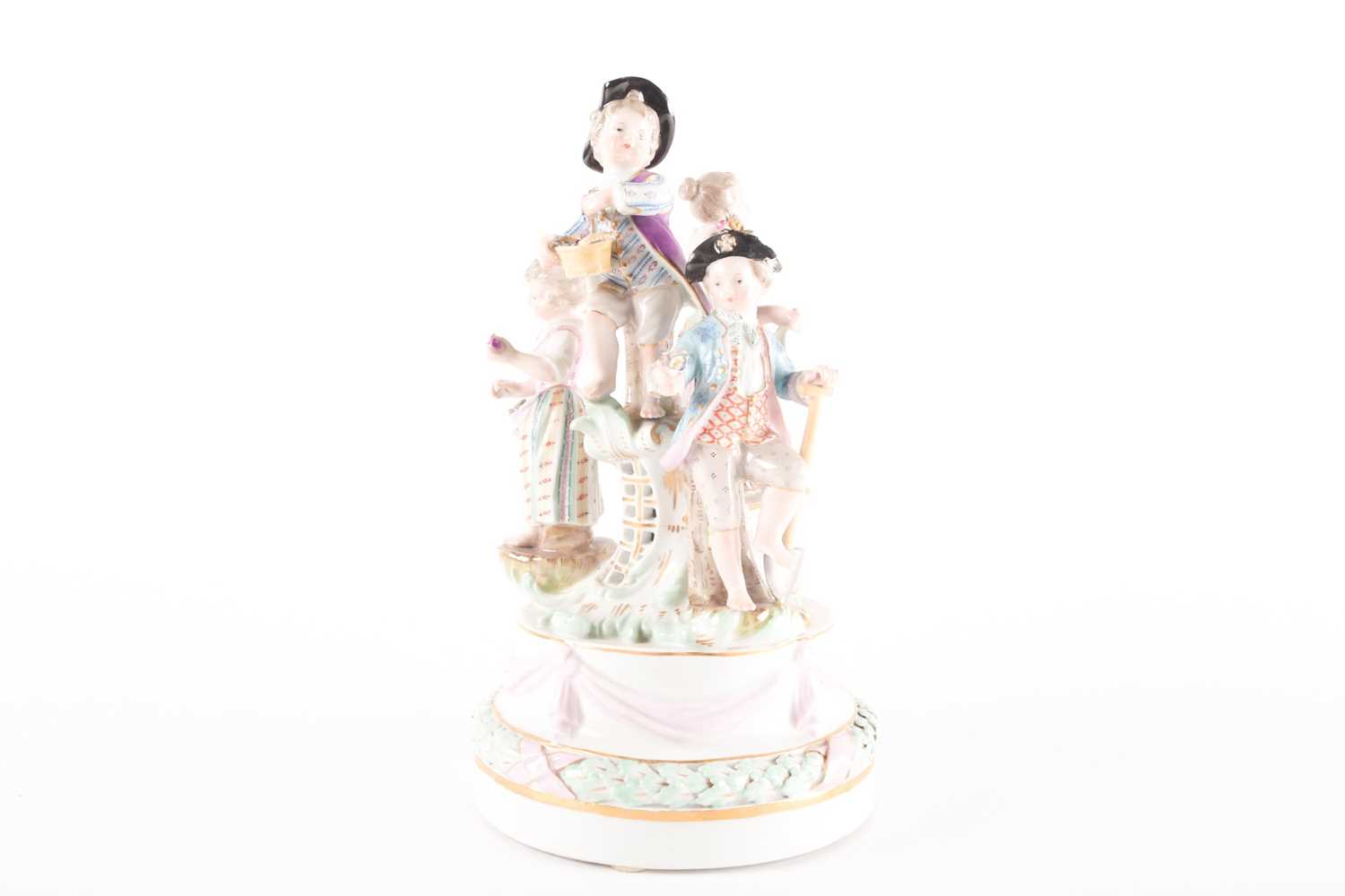 Lot 216 - A late 19th century Meissen figural group of...