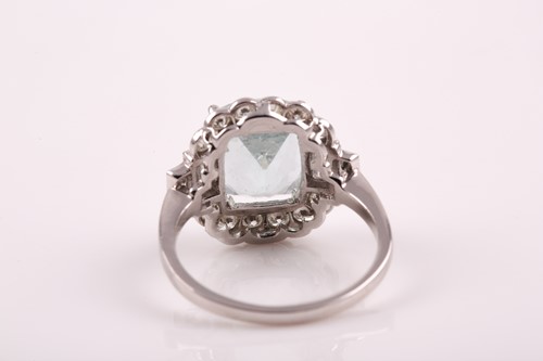 Lot 336 - A platinum, diamond, and aquamarine ring, set...