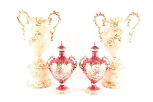 Lot 360 - A pair of late 19th century Royal Bonn vases...