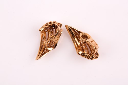 Lot 10 - A pair of 18ct yellow gold and diamond wing...