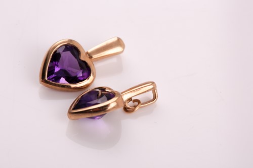 Lot 18 - A pair of 9ct yellow gold and amethyst...