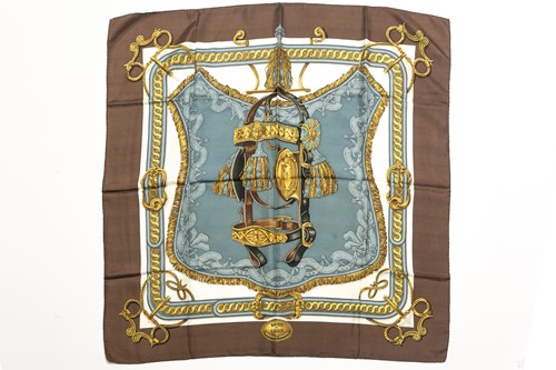 Lot 431 - A Hermes "Bride De Cour" pattern silk scarf,...