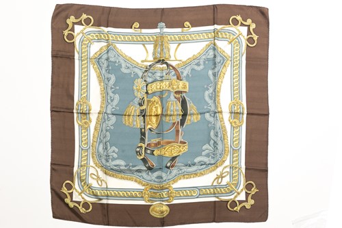 Lot 431 - A Hermes "Bride De Cour" pattern silk scarf,...