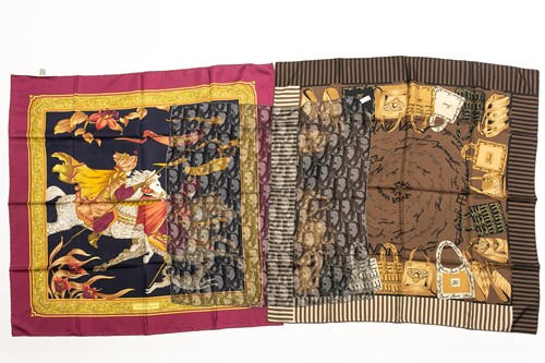 Lot 434 - A Christian Dior silk scarf with repeating...