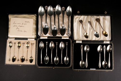 Lot 456 - A small collection of silver teaspoons, to...