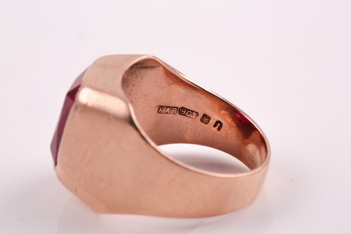 Lot 186 - A gentleman's 9ct rose gold ring, set with a...