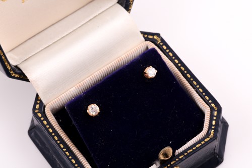 Lot 371 - A pair of 18ct yellow gold and diamond...