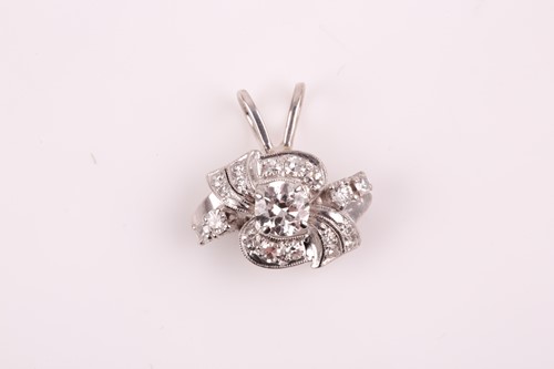 Lot 163 - An unusual diamond pendant, the scrolled...