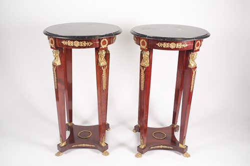 Lot 225 - A pair "French Empire" style, marble-topped...